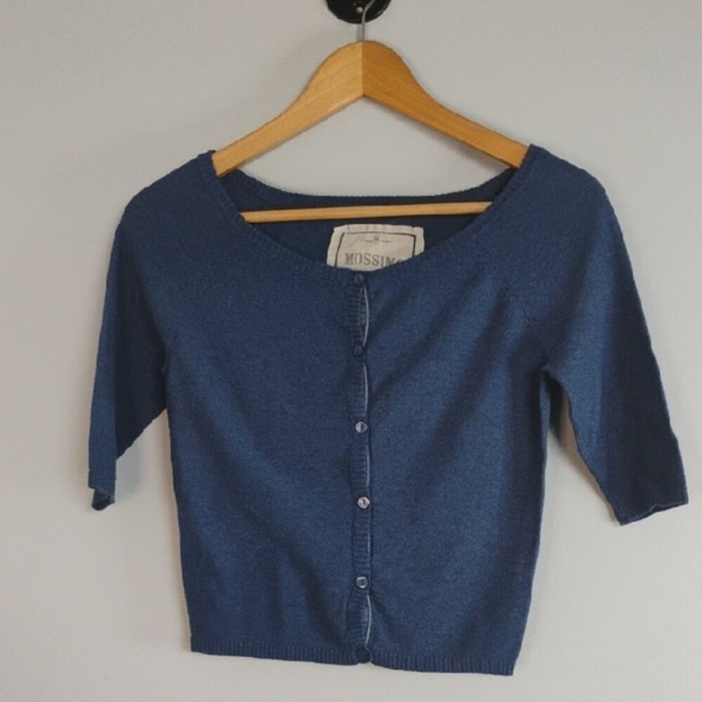 Mossimo Supply Co. Blue Sweater Cardigan Crop Top 100% Cotton Size XS-Casual